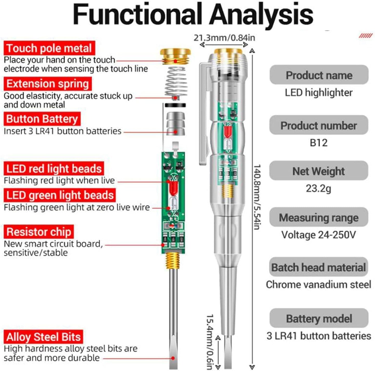 Multifunction Dual LED Power Tester Pen  (Total: 2pcs)(Buy 1 Get 1 Free)