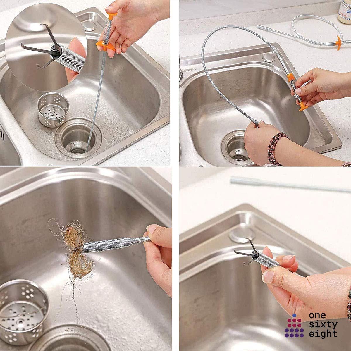 Hair Catching Drain Cleaner Wire ABS and Stainless Steel (Big size ,160cm)(Total: 2pcs) (Buy 1 Get 1 Free)