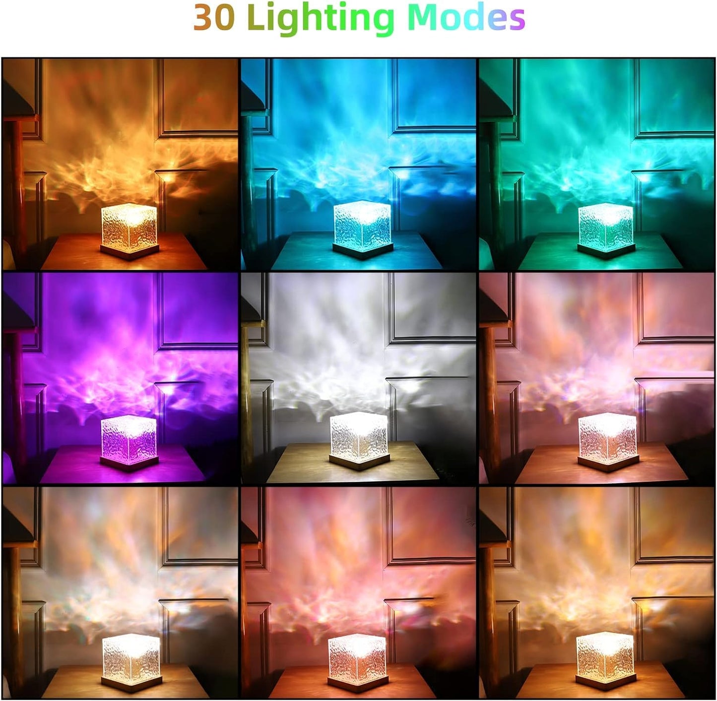 USB Ocean Wave Water Effect  Ripple Lamp (16 In 1 Color with Remote)