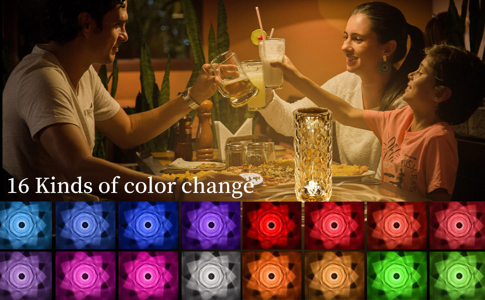 Rose Crystal Lamp With Touch Control (16 Colors)