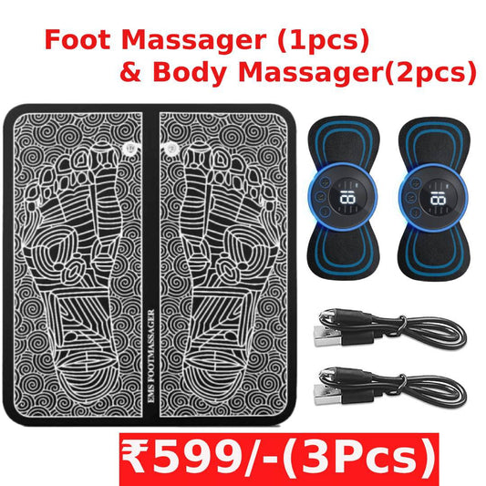 3 IN 1 COMBO (EMS Foot Massager+EMS Mini Body Massager Free)(3pcs Premium  Quality)