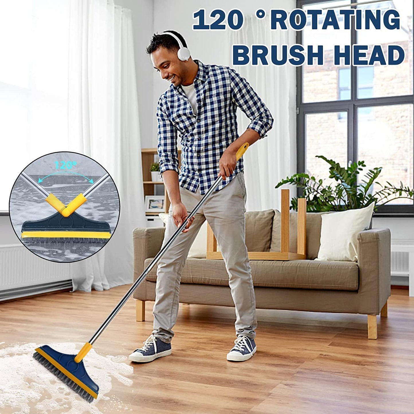 2 In 1 Floor Cleaning Brush With Soft Scraper