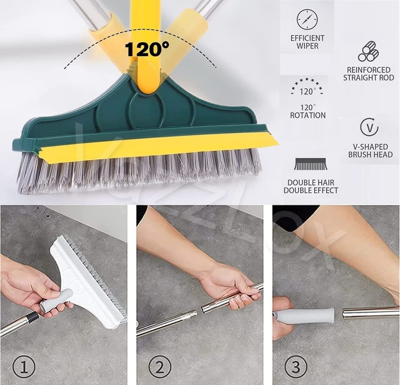 2 In 1 Floor Cleaning Brush With Soft Scraper